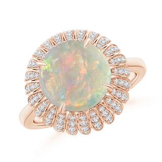 10mm AAAA Opal Sunflower Inspired Cocktail Ring with Diamonds in Rose Gold
