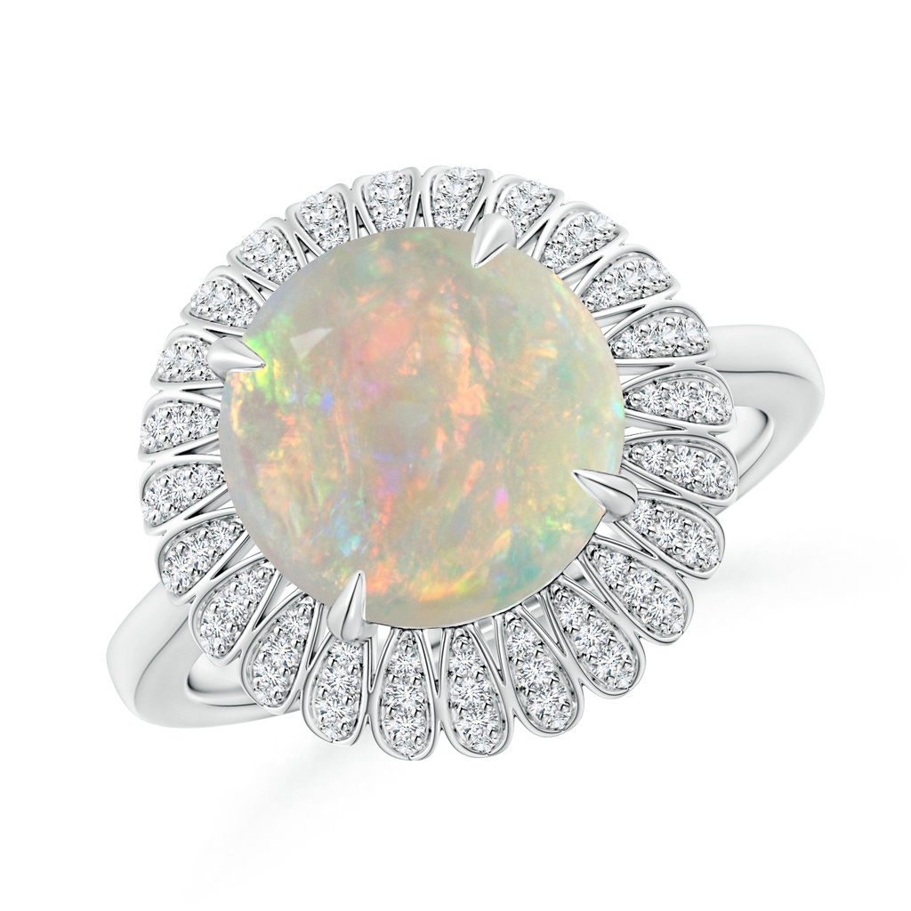 10mm AAAA Opal Sunflower Inspired Cocktail Ring with Diamonds in White Gold