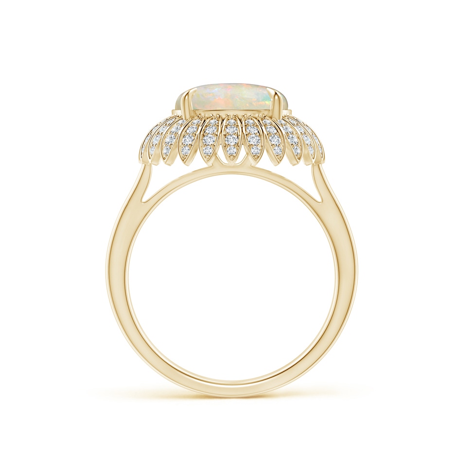 10mm AAAA Opal Sunflower Inspired Cocktail Ring with Diamonds in Yellow Gold side 1