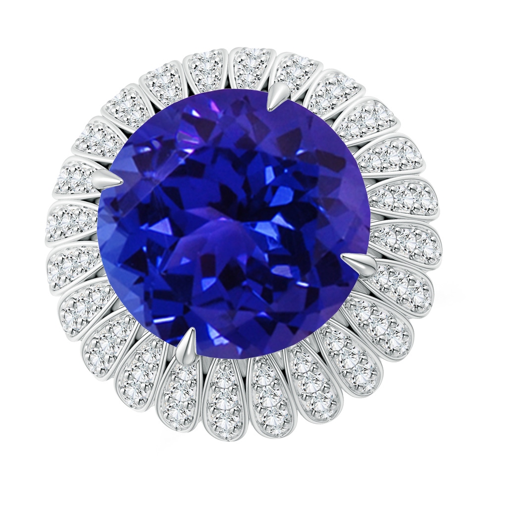 14.96-15.15x10.75mm AAAA GIA Certified Tanzanite Sunflower Inspired Cocktail Ring in White Gold