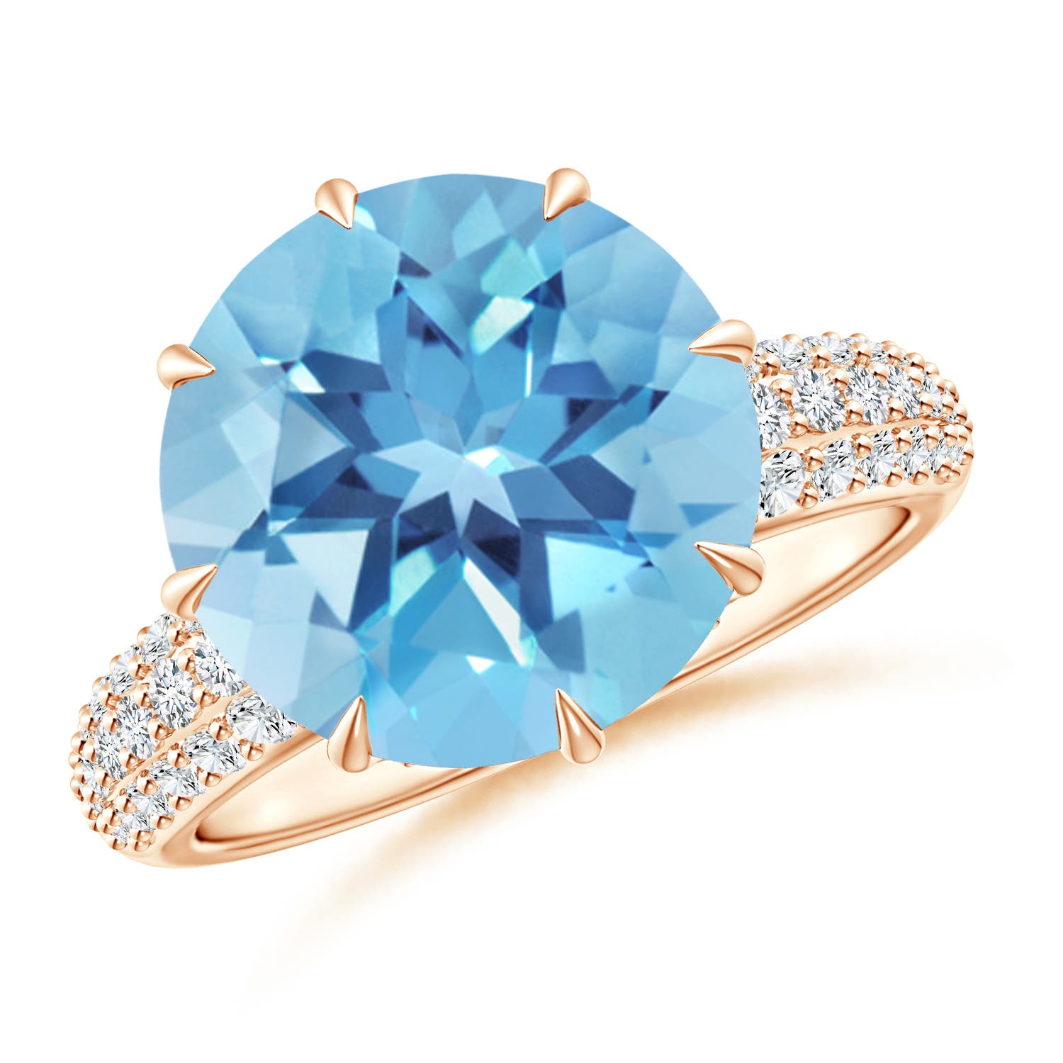 A - Swiss Blue Topaz / 8.41 CT / 14 KT Rose Gold