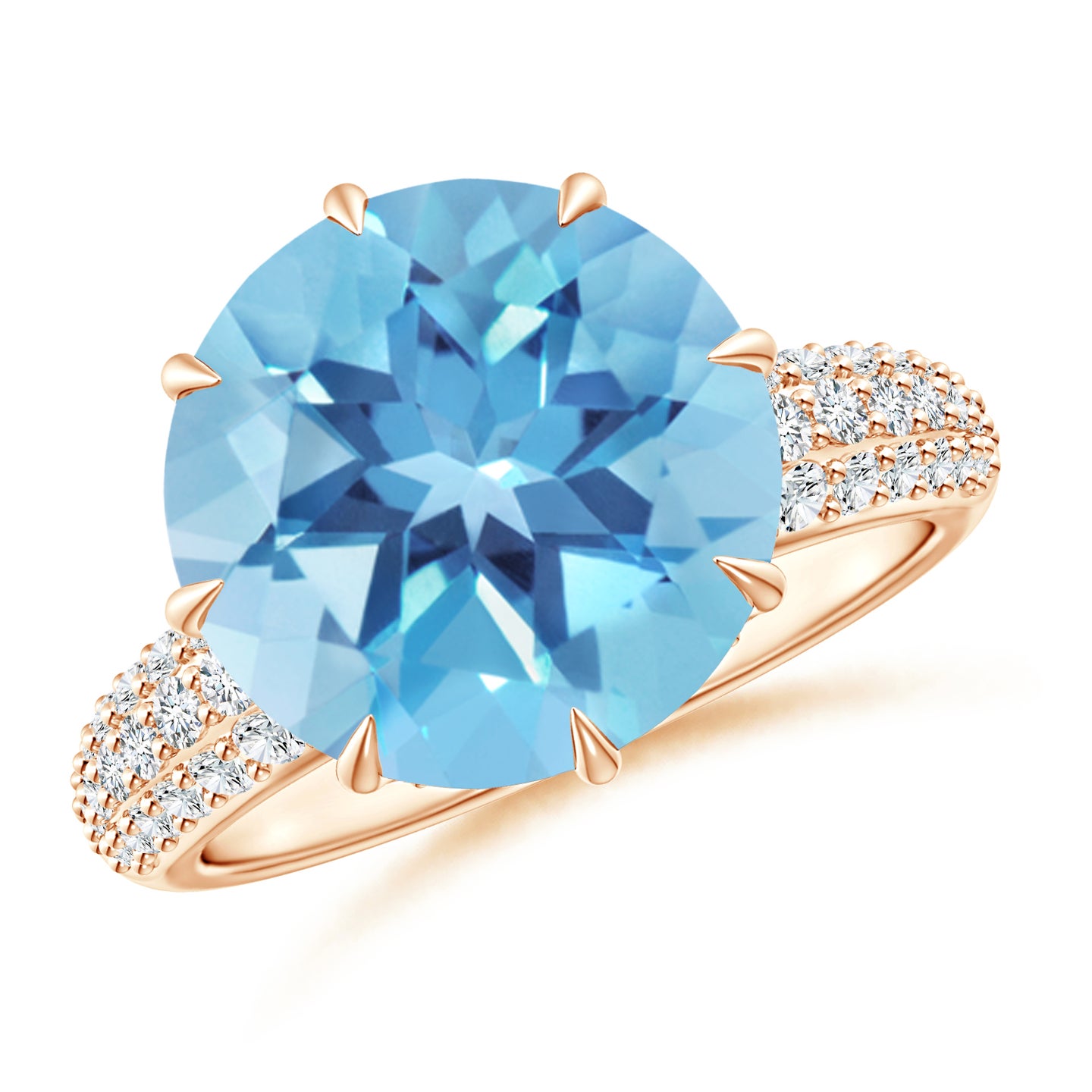 Classic Round Swiss Blue Topaz Crown Ring