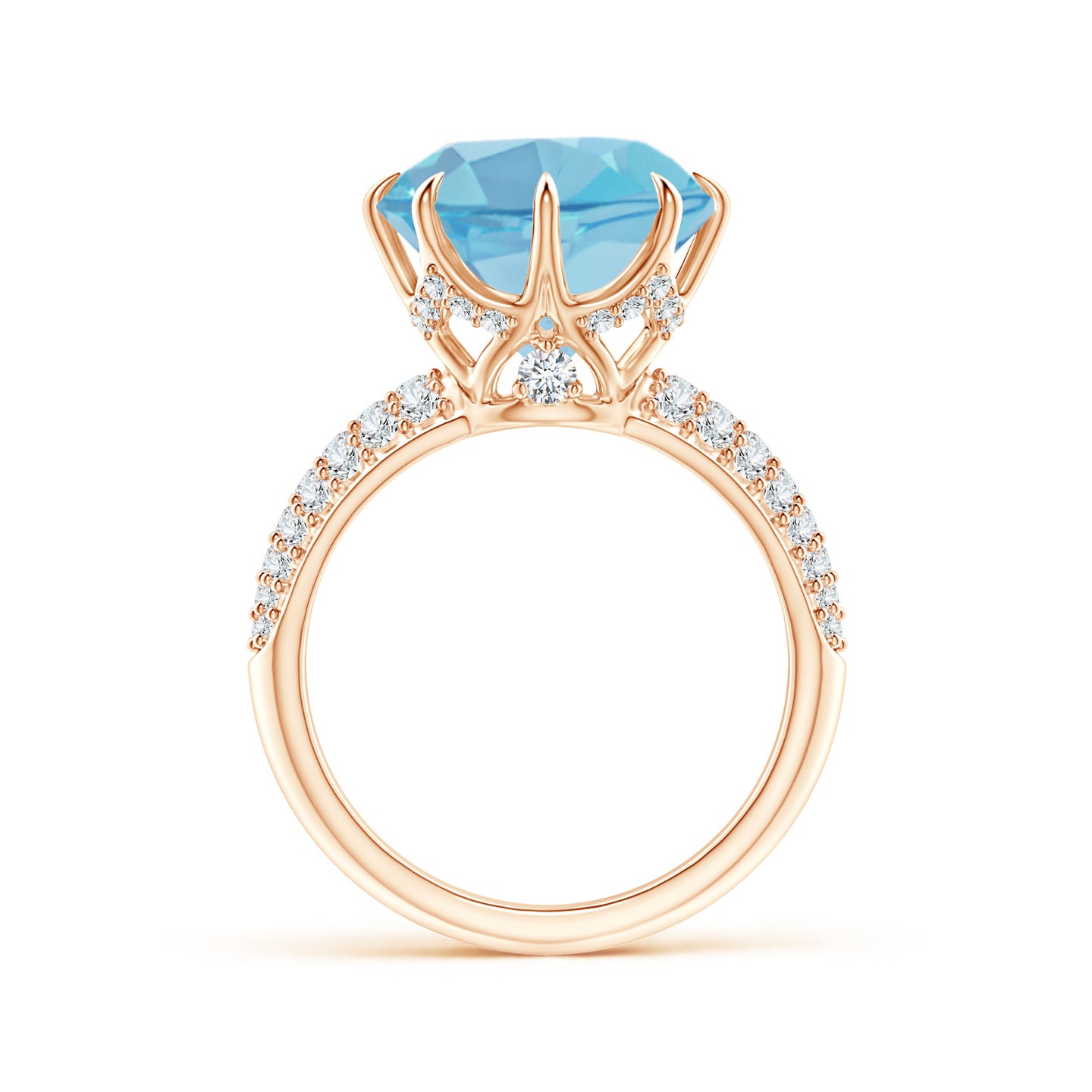 Classic Round Swiss Blue Topaz Crown Ring
