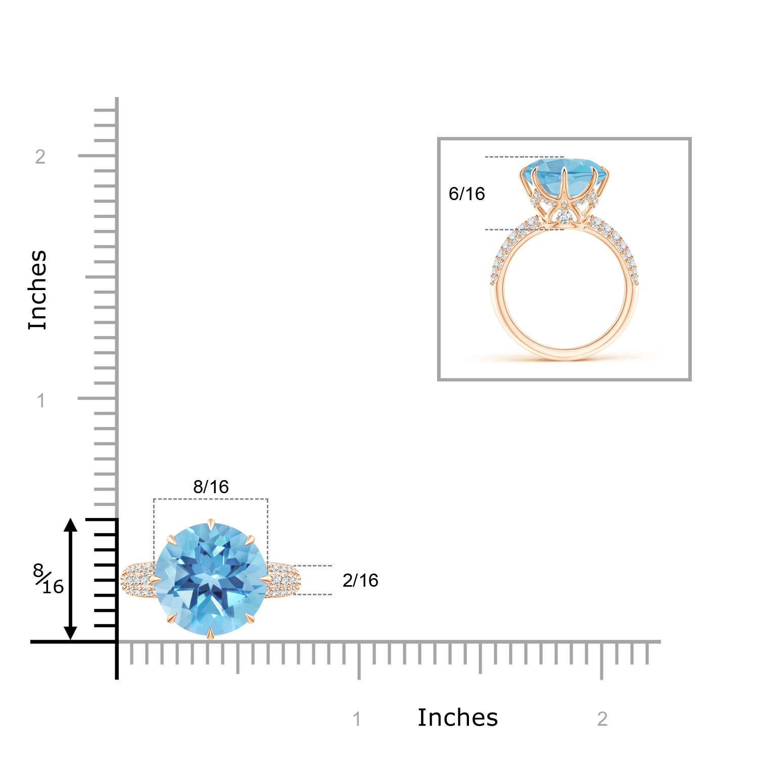 A - Swiss Blue Topaz / 8.41 CT / 14 KT Rose Gold