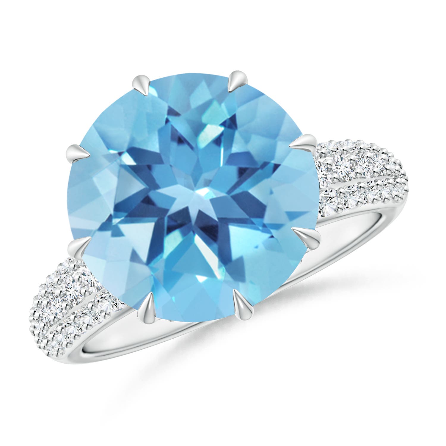 A - Swiss Blue Topaz / 8.41 CT / 14 KT White Gold