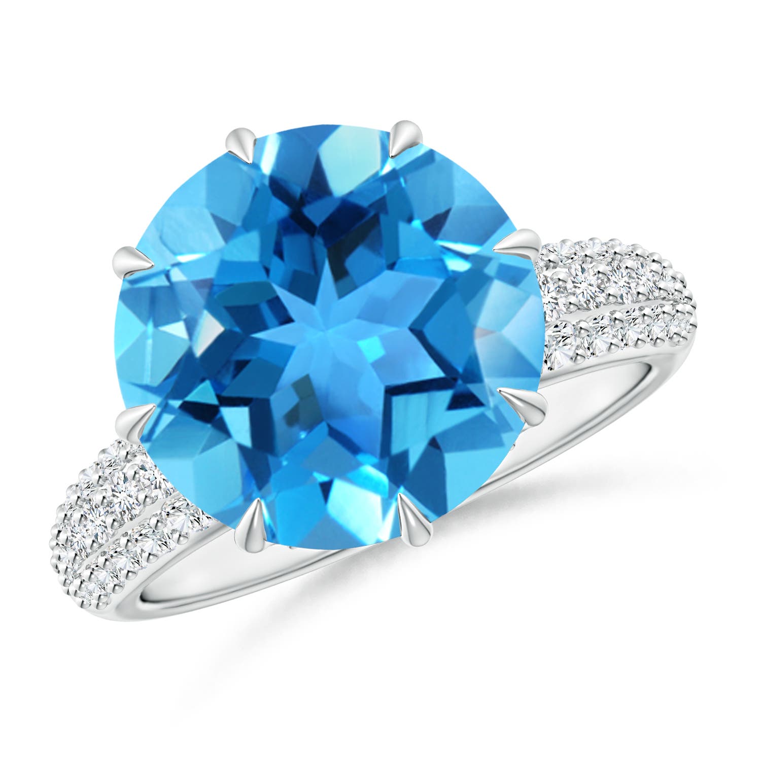 AAA - Swiss Blue Topaz / 8.41 CT / 14 KT White Gold