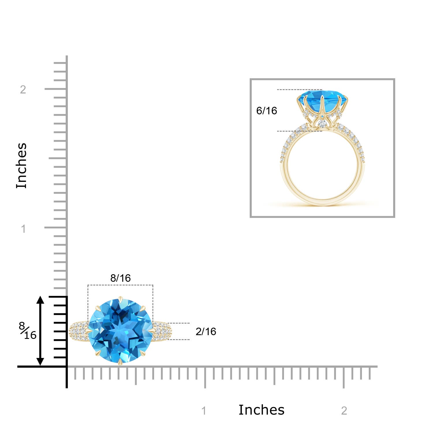 AAA - Swiss Blue Topaz / 8.41 CT / 14 KT Yellow Gold