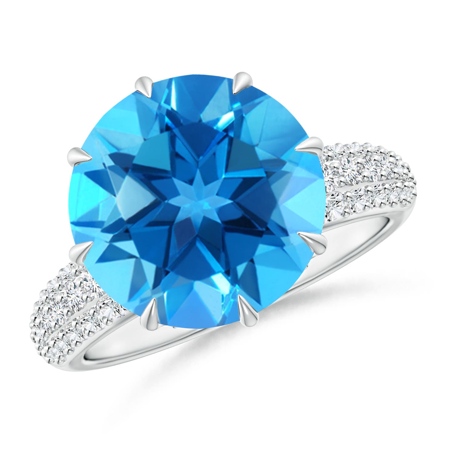 AAAA - Swiss Blue Topaz / 8.41 CT / 14 KT White Gold