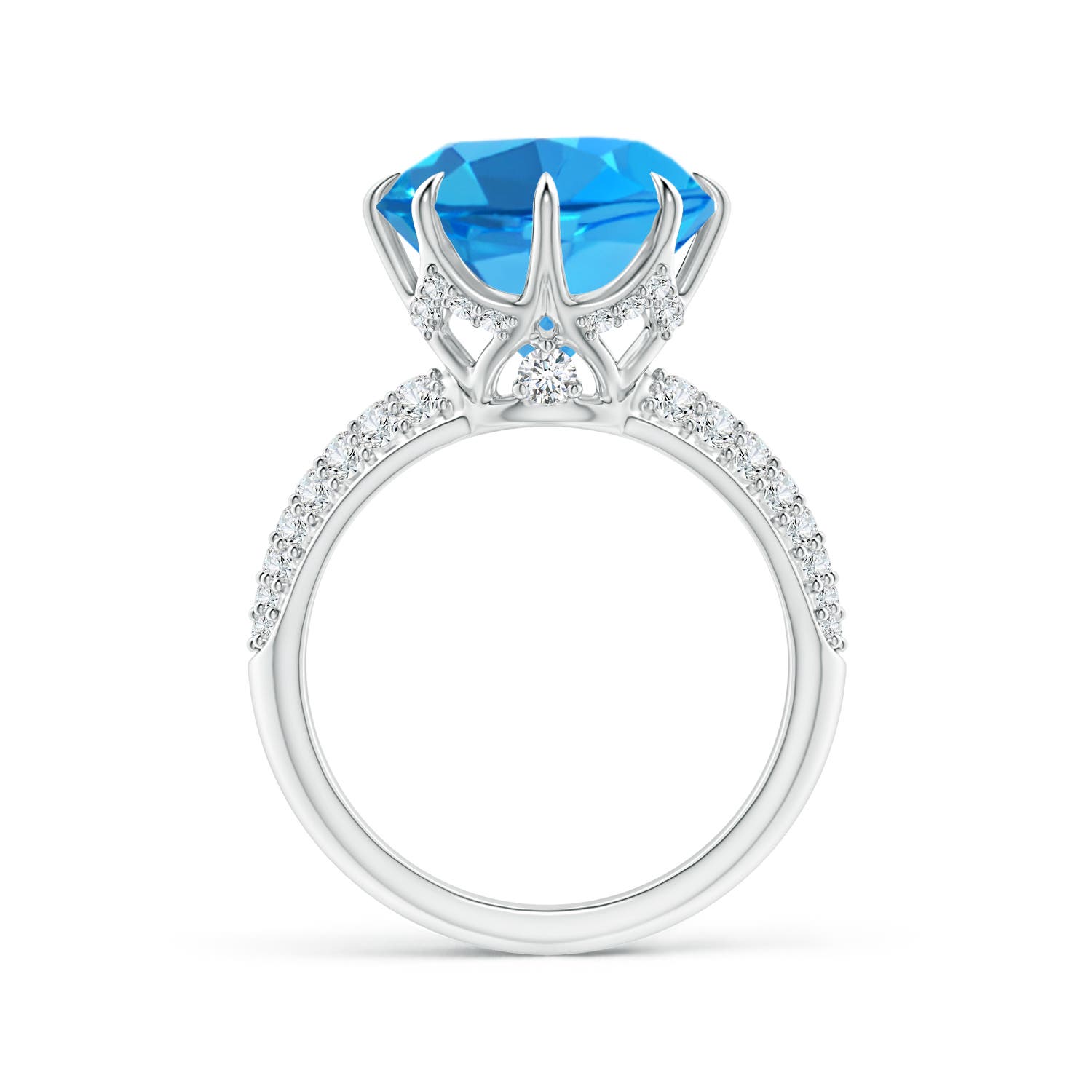 AAAA - Swiss Blue Topaz / 8.41 CT / 14 KT White Gold