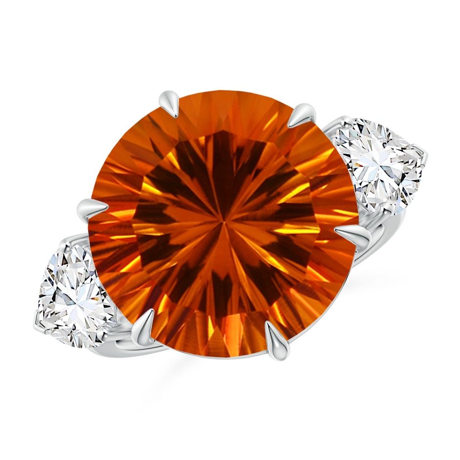 12.00-12.04x8.03mm AAAA GIA Certified Round Citrine Ring with Heart Diamonds in White Gold 