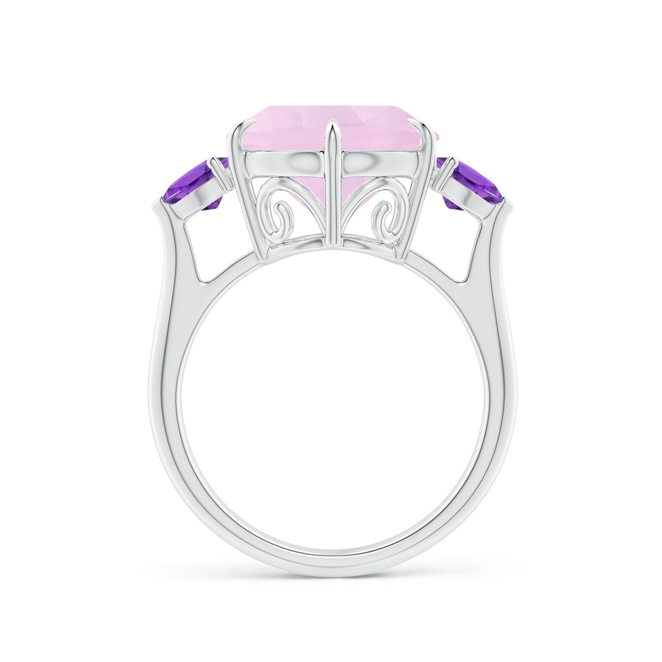 12mm AAA Rose Quartz & Amethyst Three Stone Cocktail Ring in White Gold side 1