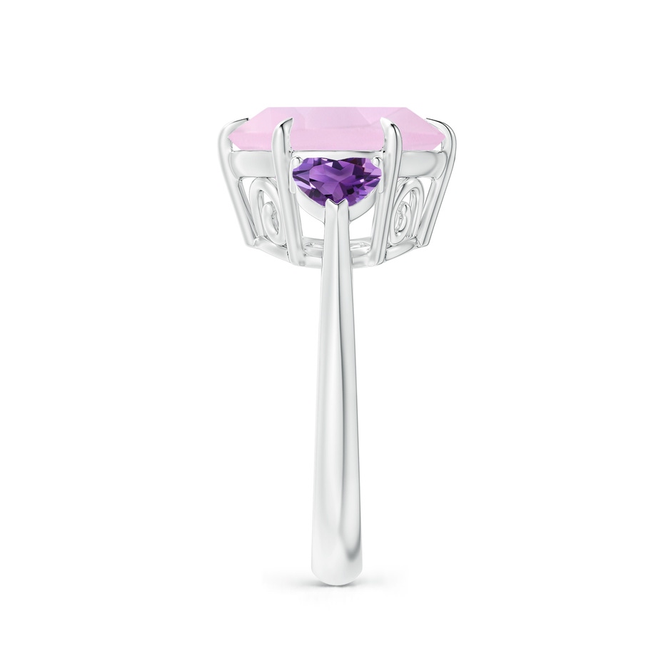 12mm AAA Rose Quartz & Amethyst Three Stone Cocktail Ring in White Gold side 2