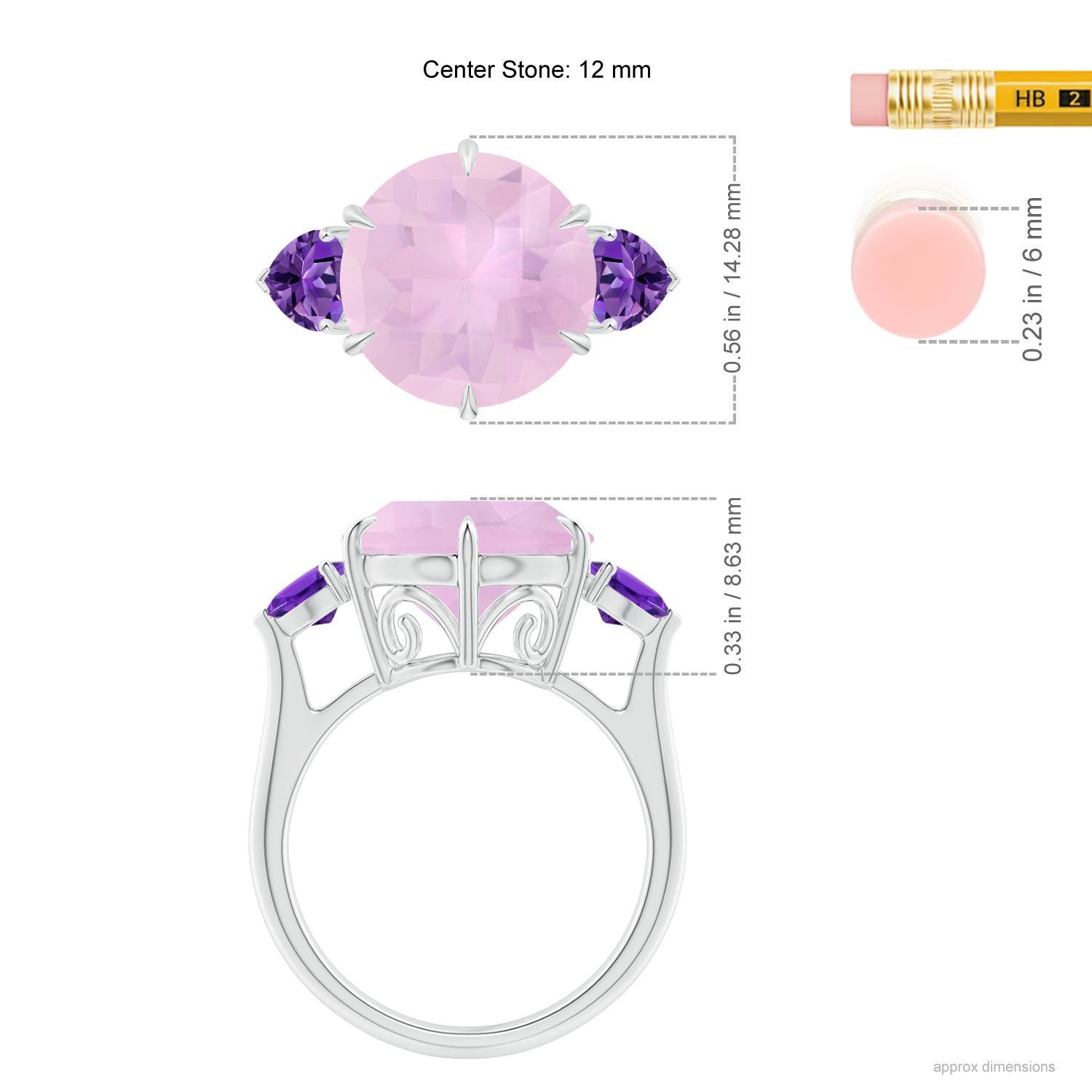 AAAA - Rose Quartz / 4.9 CT / 14 KT White Gold