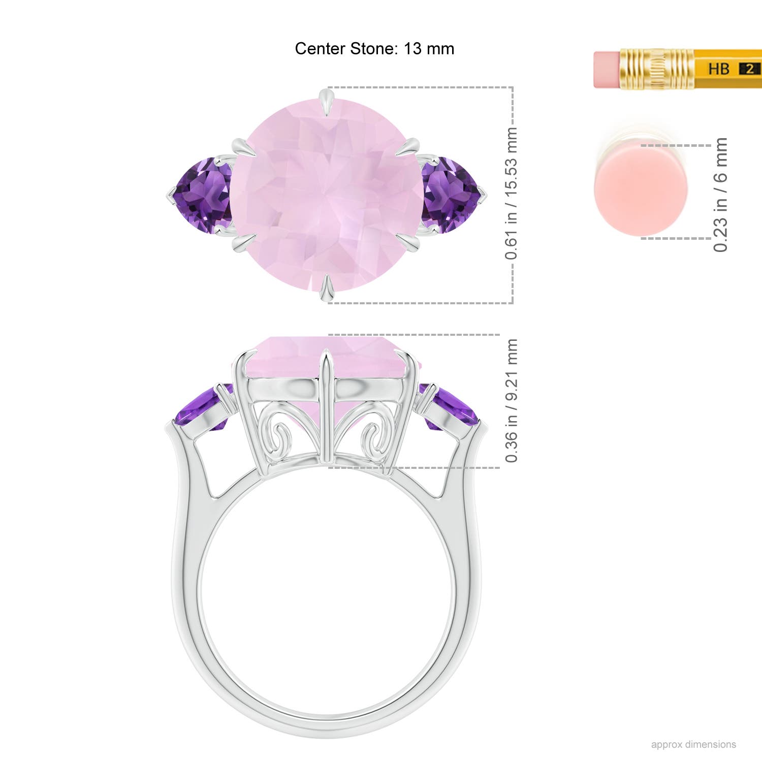 AAA - Rose Quartz / 7.7 CT / 14 KT White Gold