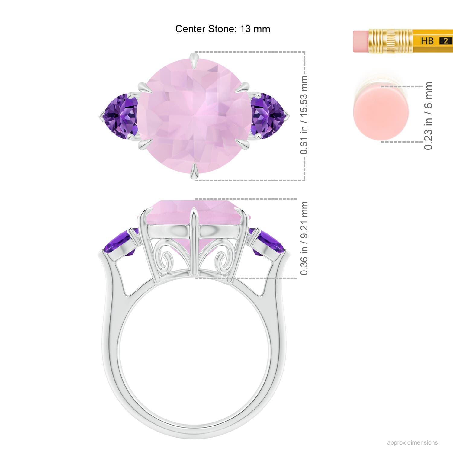 AAAA - Rose Quartz / 7.7 CT / 14 KT White Gold