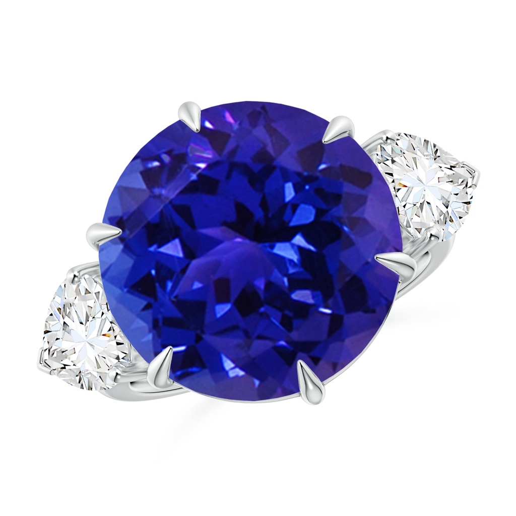 14.96-15.15x10.75mm AAAA GIA Certified Tanzanite Ring with Heart-Shaped Diamonds in P950 Platinum