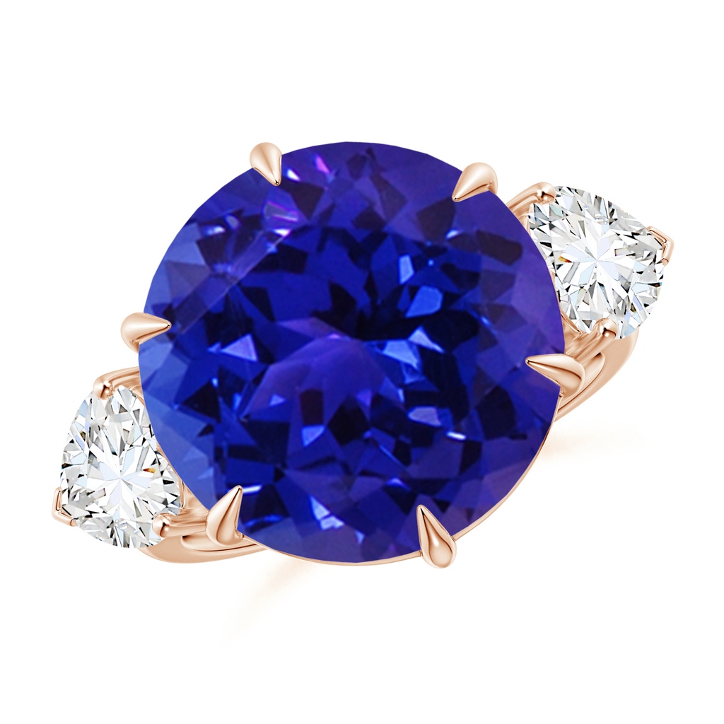 14.96-15.15x10.75mm AAAA GIA Certified Tanzanite Ring with Heart-Shaped Diamonds in Rose Gold