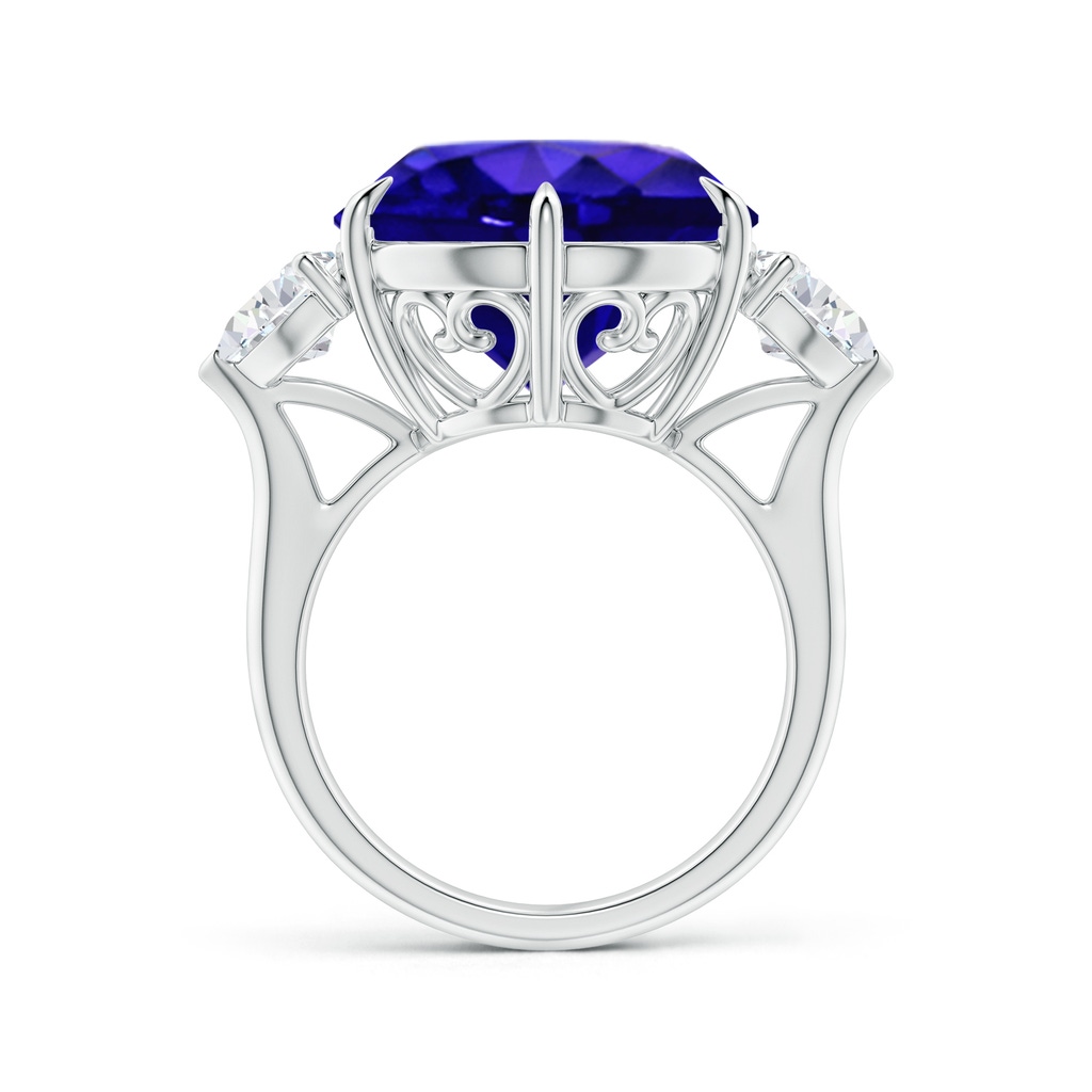 14.96-15.15x10.75mm AAAA GIA Certified Tanzanite Ring with Heart-Shaped Diamonds in White Gold Side-1