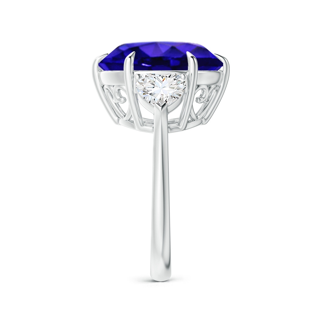 14.96-15.15x10.75mm AAAA GIA Certified Tanzanite Ring with Heart-Shaped Diamonds in White Gold Side-2