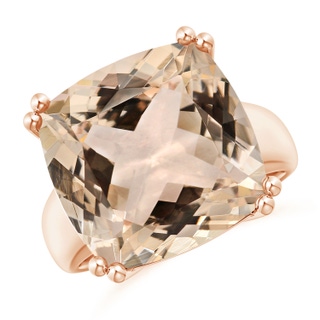 12.92x12.78x7.57mm AAA GIA Certified Solitaire Cushion Morganite Tapered Shank Ring in 18K Rose Gold