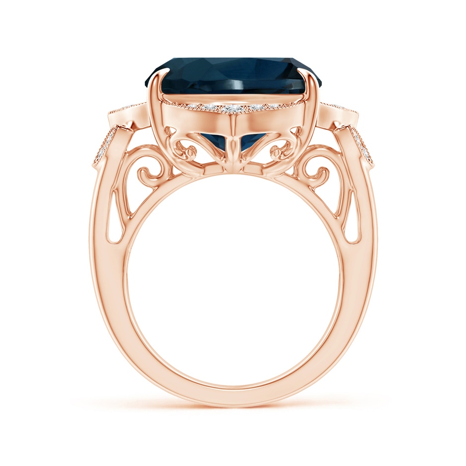 14.11x14.07x9.25mm AAA Art Deco Style GIA Certified London Blue Topaz Ring with Leaf Motifs in 18K Rose Gold side 199