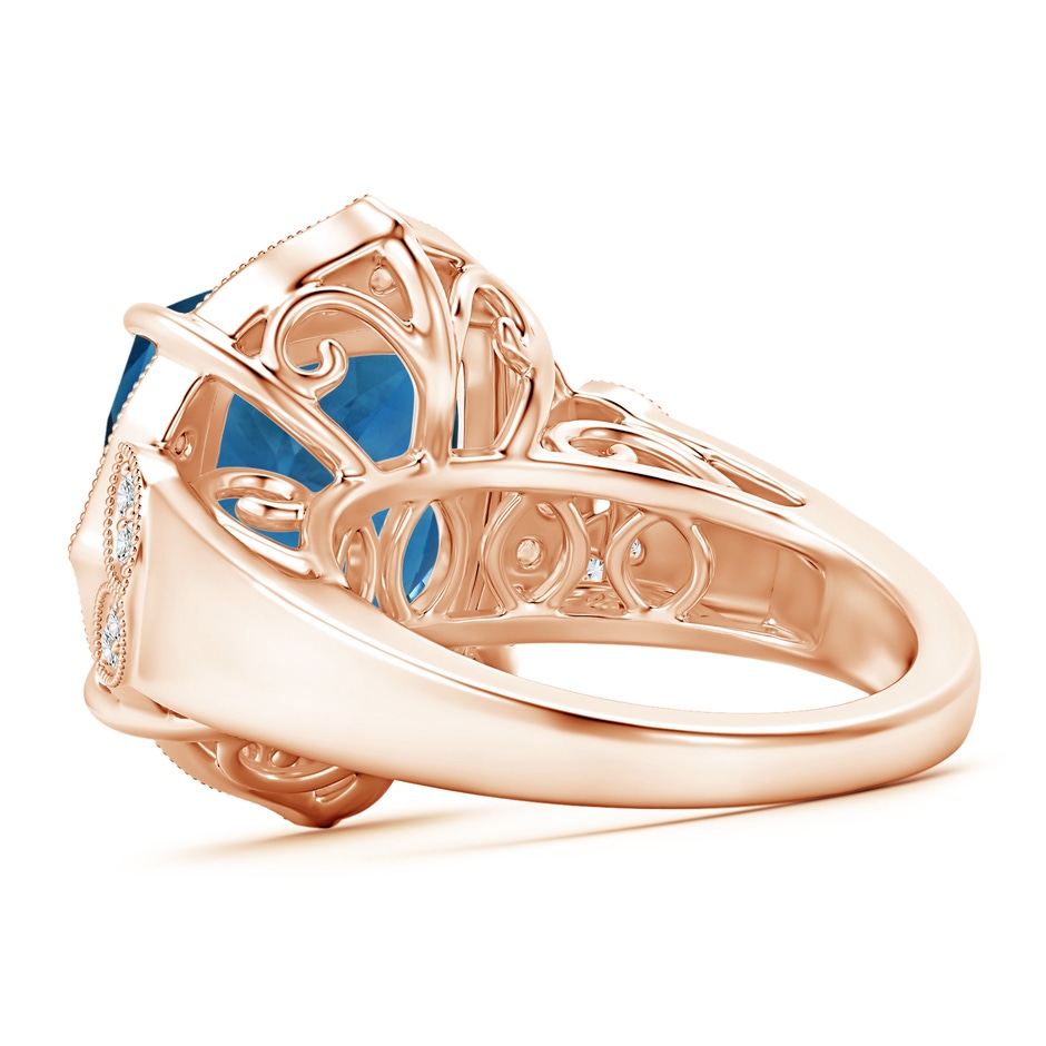 14.11x14.07x9.25mm AAA Art Deco Style GIA Certified London Blue Topaz Ring with Leaf Motifs in 18K Rose Gold side 399
