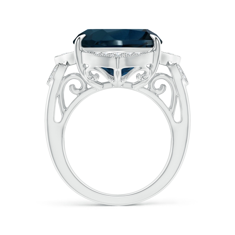 14.11x14.07x9.25mm AAA Art Deco Style GIA Certified London Blue Topaz Ring with Leaf Motifs in 18K White Gold side 199