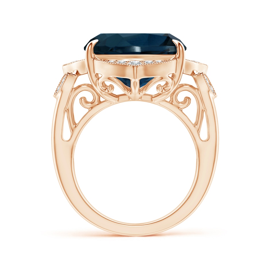 14.11x14.07x9.25mm AAA Art Deco Style GIA Certified London Blue Topaz Ring with Leaf Motifs in Rose Gold side 199