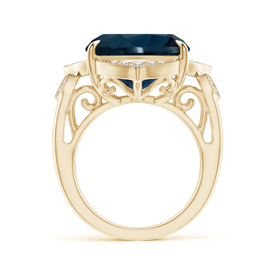 14.11x14.07x9.25mm AAA Art Deco Style GIA Certified London Blue Topaz Ring with Leaf Motifs in Yellow Gold side 199