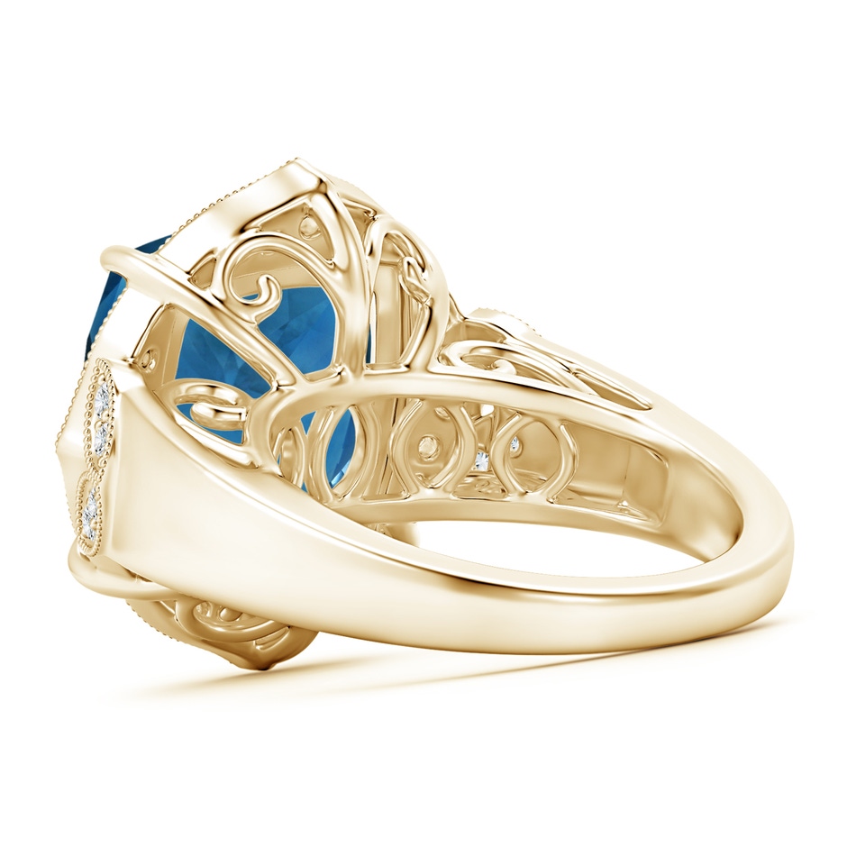 14.11x14.07x9.25mm AAA Art Deco Style GIA Certified London Blue Topaz Ring with Leaf Motifs in Yellow Gold side 399