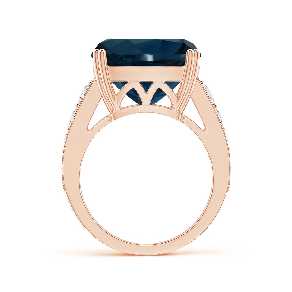 14.11x14.07x9.25mm AAA GIA Certified Cushion London Blue Topaz Solitaire Ring with Diamonds in 18K Rose Gold side 199