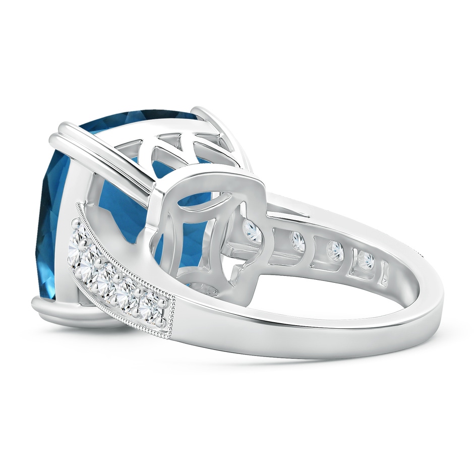 14.11x14.07x9.25mm AAA GIA Certified Cushion London Blue Topaz Solitaire Ring with Diamonds in 18K White Gold side 399