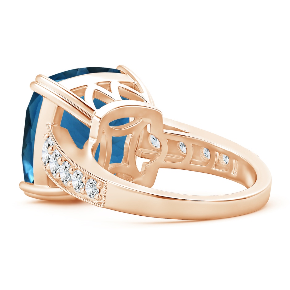 14.11x14.07x9.25mm AAA GIA Certified Cushion London Blue Topaz Solitaire Ring with Diamonds in Rose Gold side 399