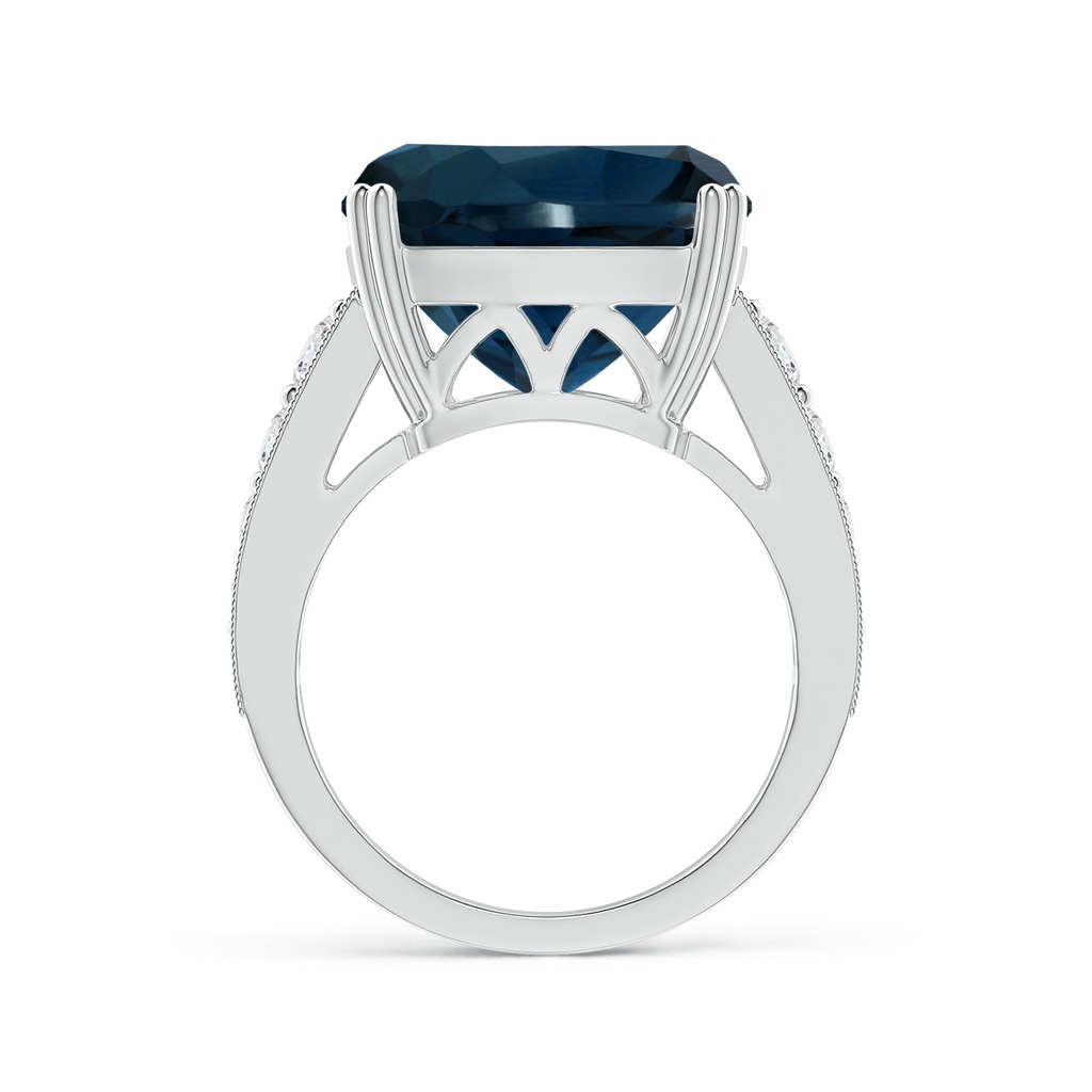 14.11x14.07x9.25mm AAA GIA Certified Cushion London Blue Topaz Solitaire Ring with Diamonds in White Gold - side 199