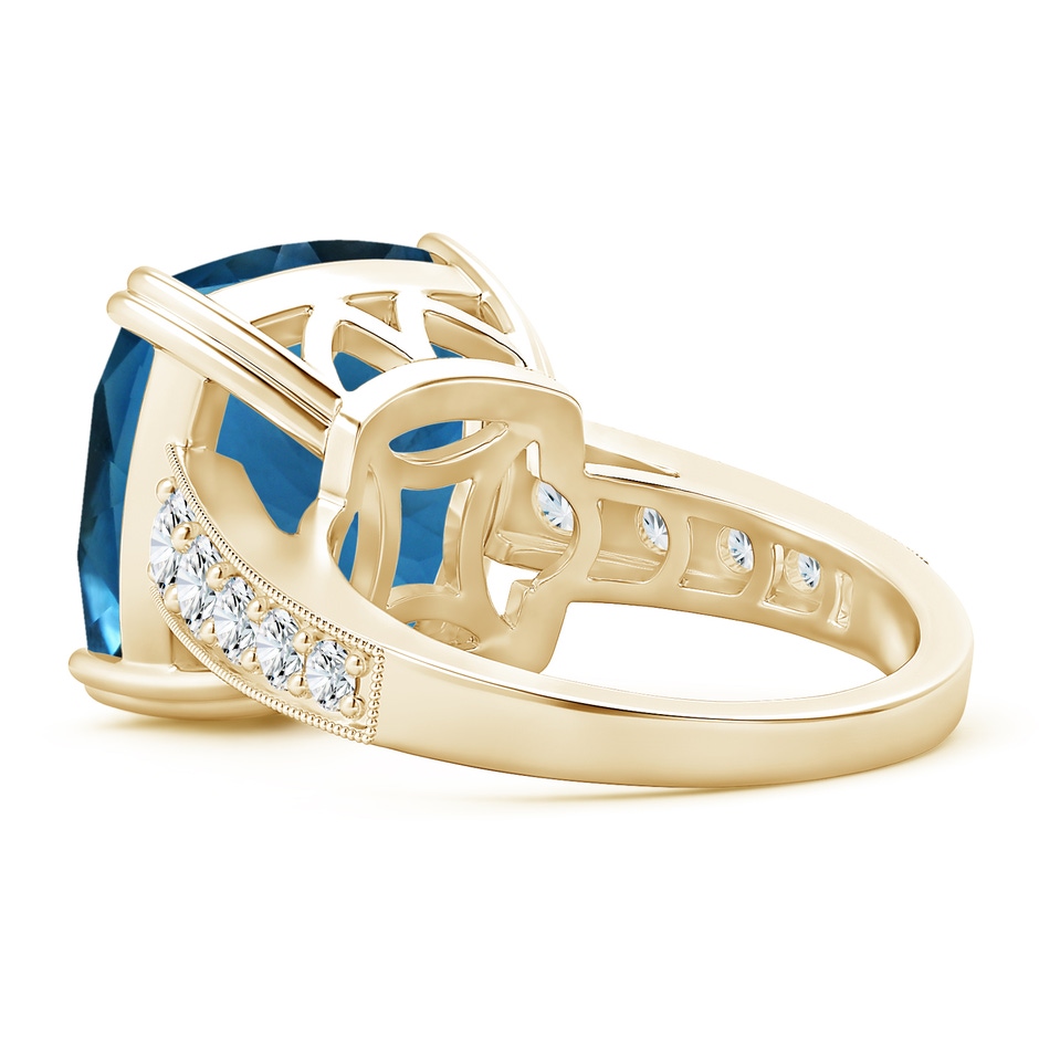 14.11x14.07x9.25mm AAA GIA Certified Cushion London Blue Topaz Solitaire Ring with Diamonds in Yellow Gold side 399