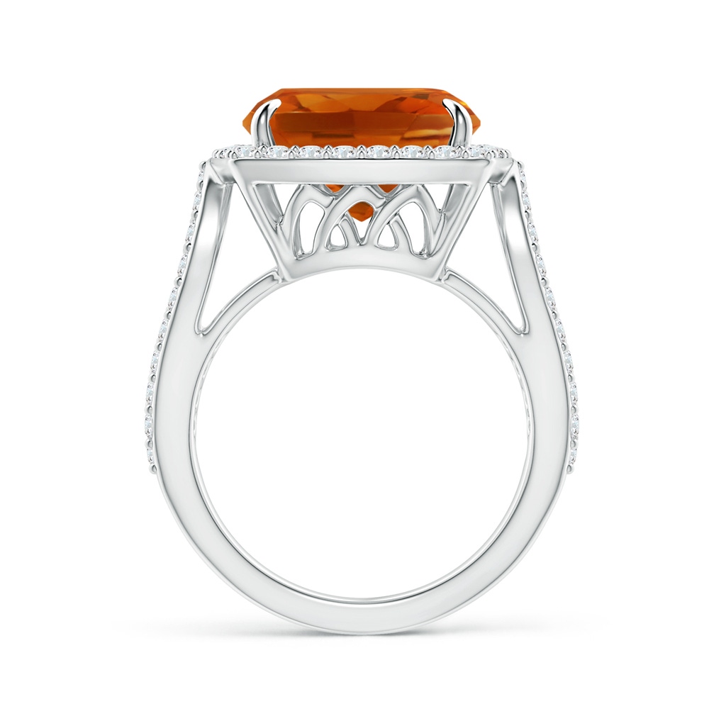 12.15x12.13x7.77mm AAAA GIA Certified Vintage Style Cushion Citrine Split Shank Ring in 18K White Gold - side 199