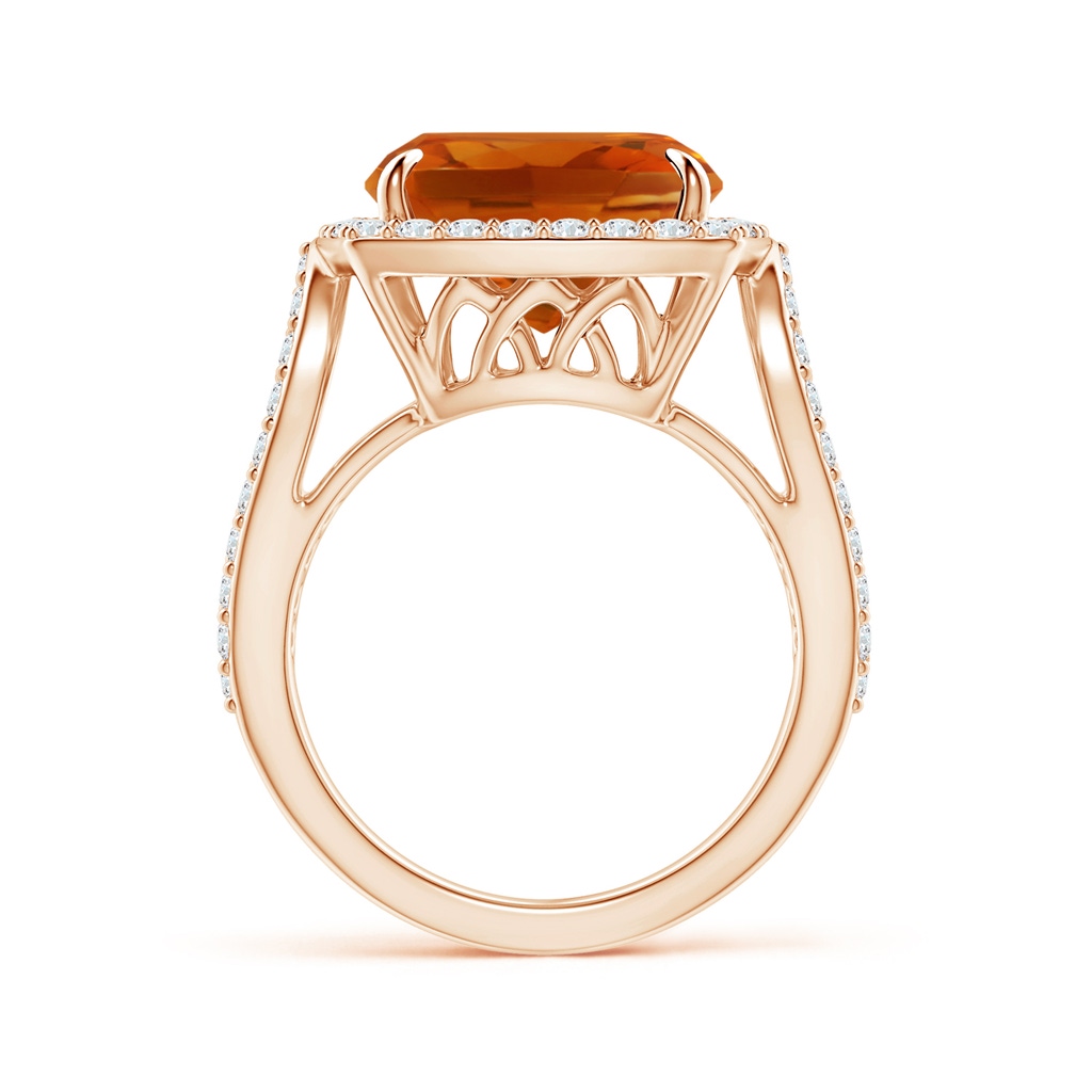 12.15x12.13x7.77mm AAAA GIA Certified Vintage Style Cushion Citrine Split Shank Ring in Rose Gold - side 199