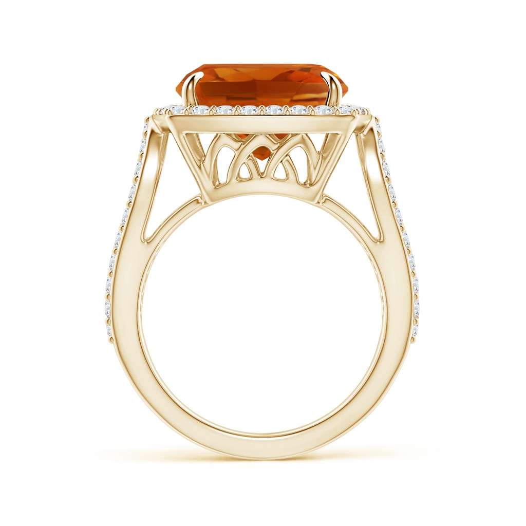12.15x12.13x7.77mm AAAA GIA Certified Vintage Style Cushion Citrine Split Shank Ring in Yellow Gold - side 199
