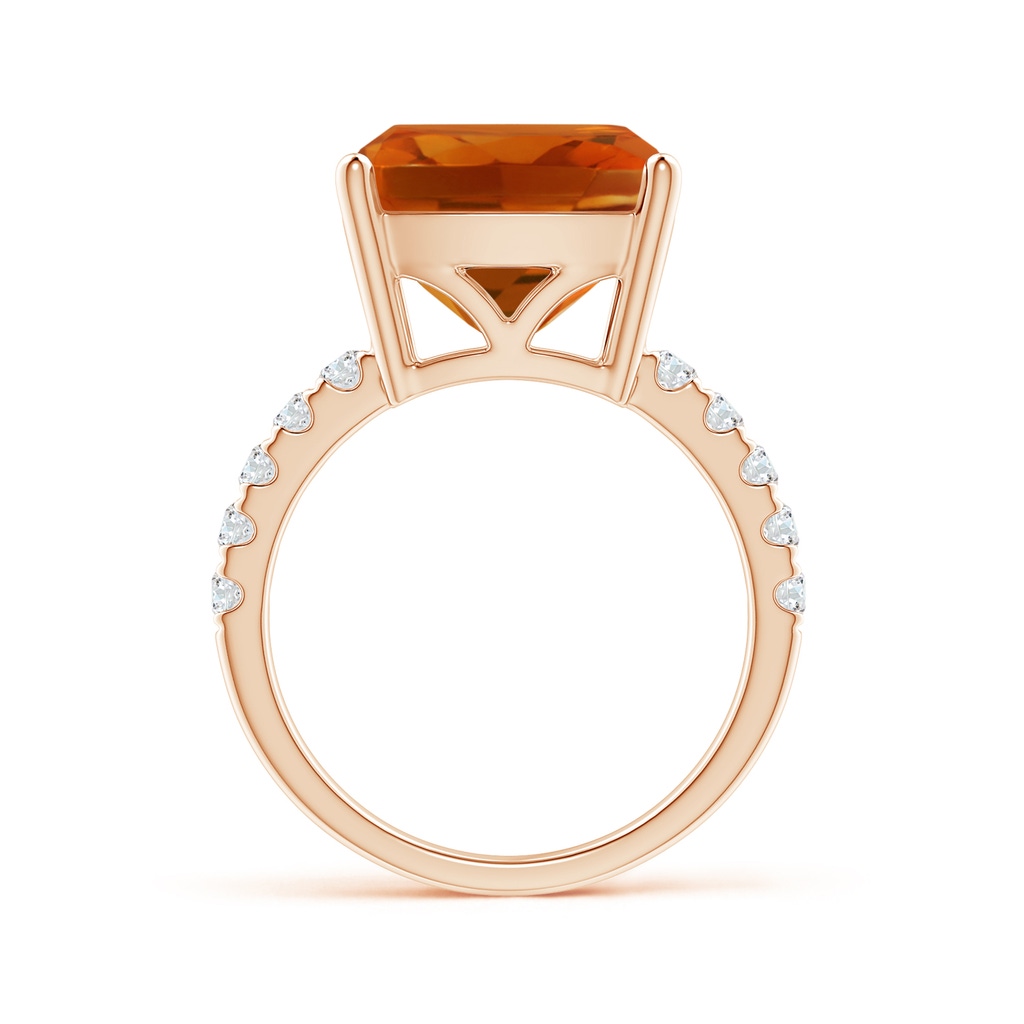 12.15x12.13x7.77mm AAAA GIA Certified Cushion Citrine Ring with U Pave-Set Diamonds in Rose Gold Side 199