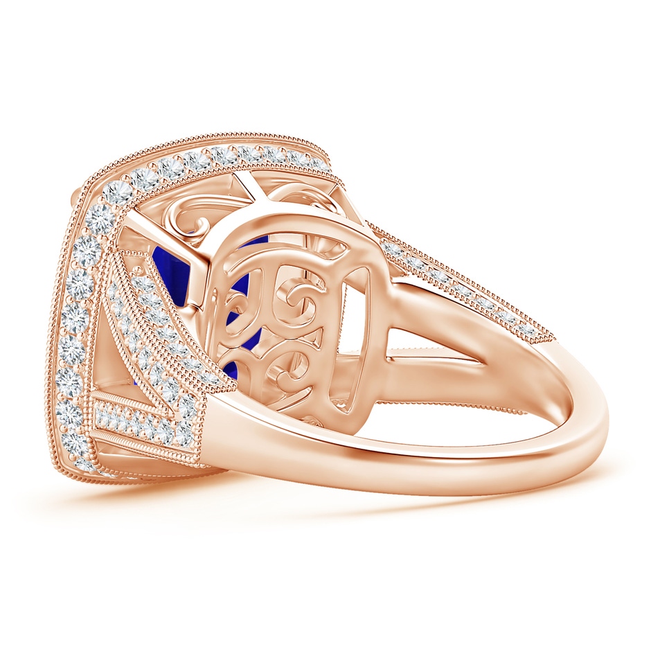 12.05x11.99x9.09mm AAAA GIA Certified Cushion Tanzanite Split Shank Halo Ring in 18K Rose Gold side 399