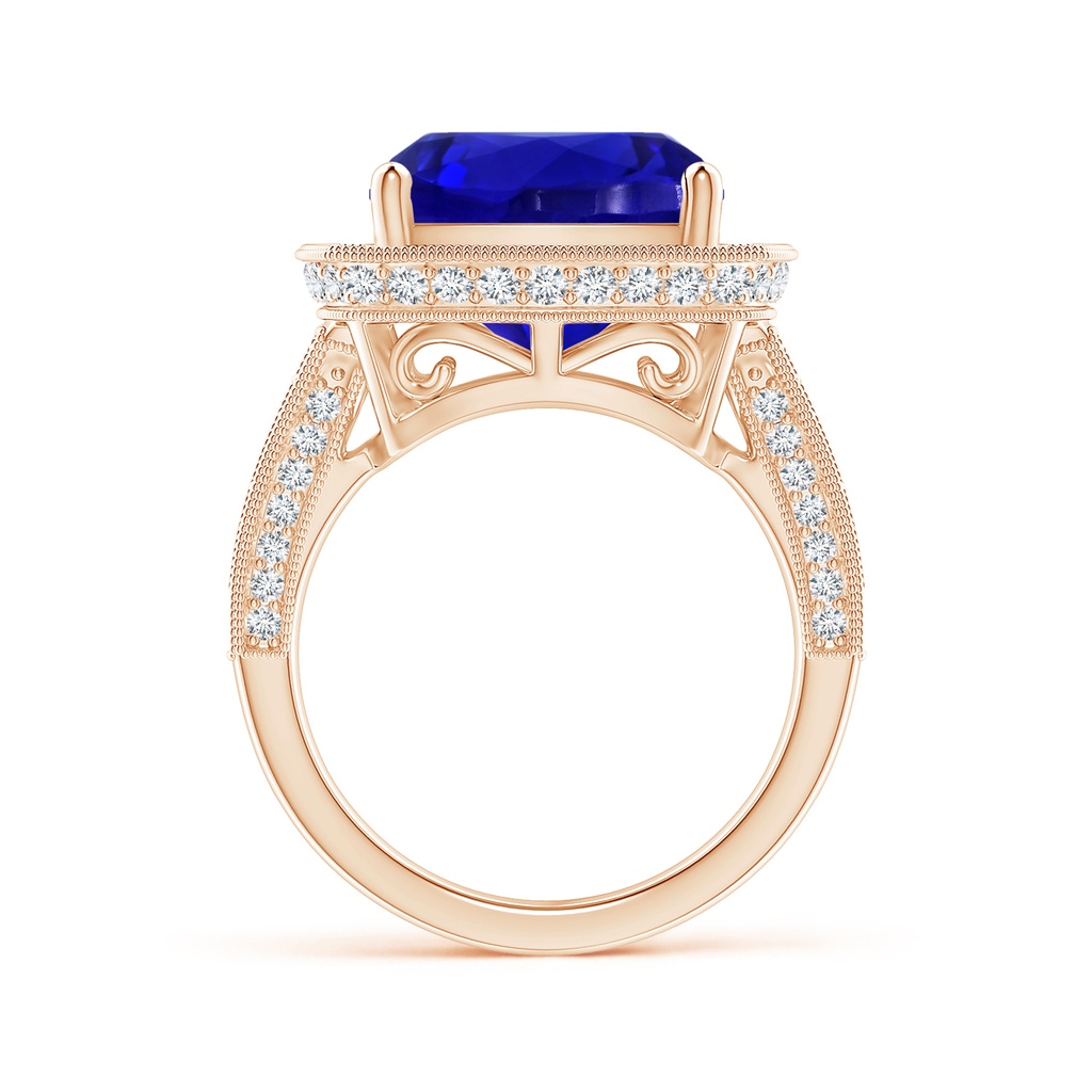 12.05x11.99x9.09mm AAAA GIA Certified Cushion Tanzanite Split Shank Halo Ring in Rose Gold - side 199