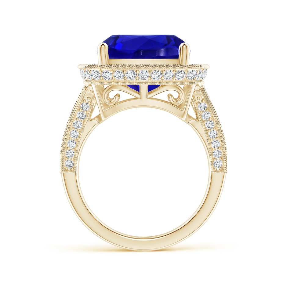 12.05x11.99x9.09mm AAAA GIA Certified Cushion Tanzanite Split Shank Halo Ring in Yellow Gold side 199