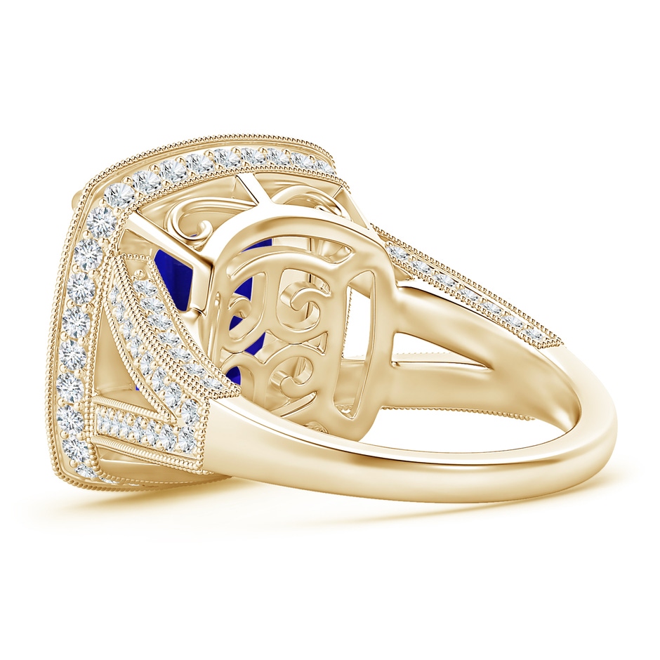 12.05x11.99x9.09mm AAAA GIA Certified Cushion Tanzanite Split Shank Halo Ring in Yellow Gold side 399