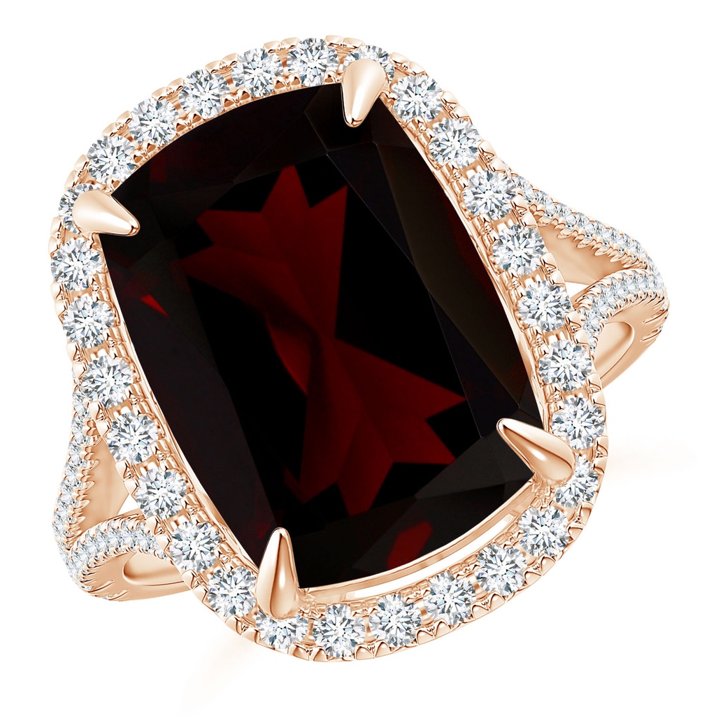 14.12x10.11x6.09mm AA GIA Certified Rectangular Cushion Garnet Ring in Rose Gold