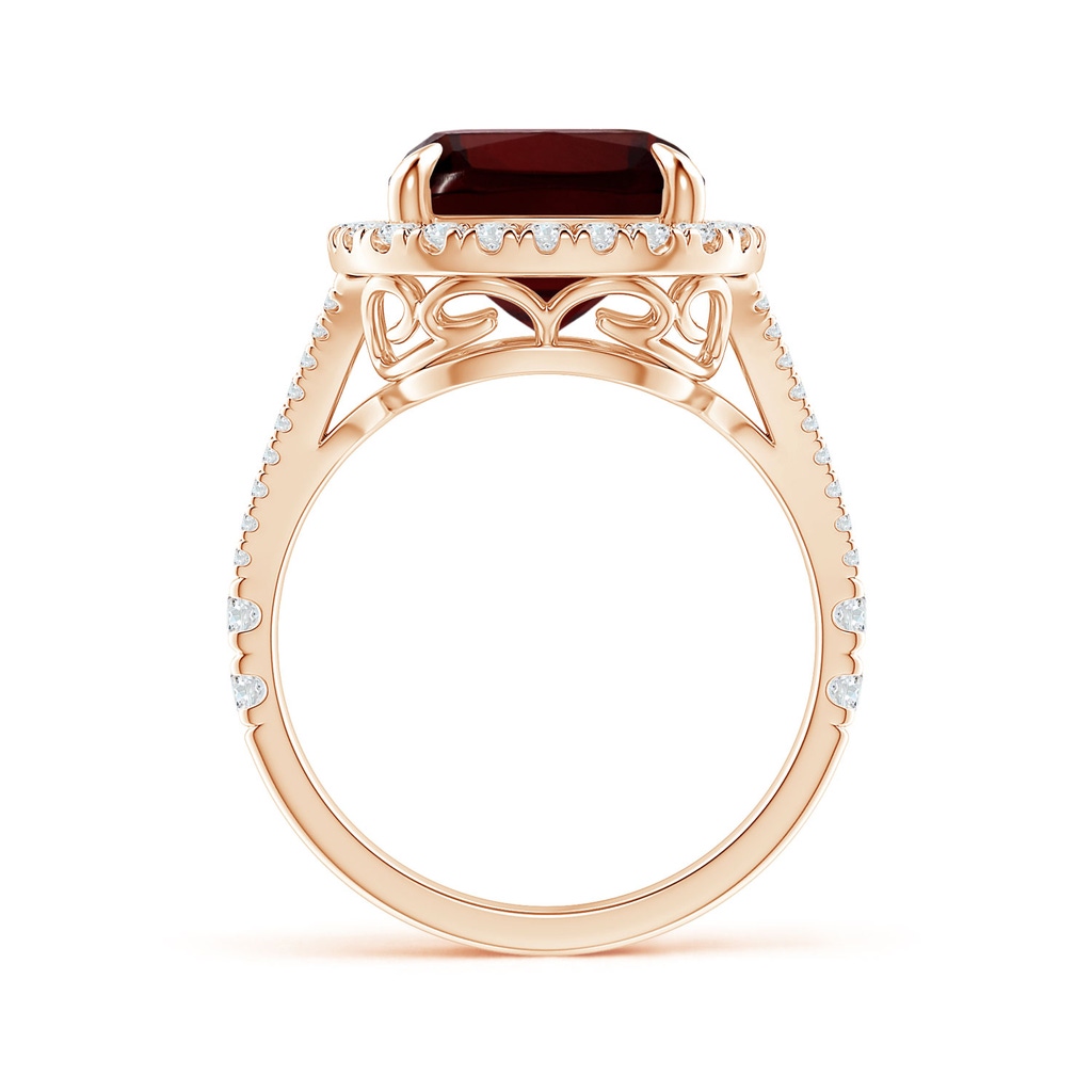 14.12x10.11x6.09mm AA GIA Certified Rectangular Cushion Garnet Ring in Rose Gold - side 199