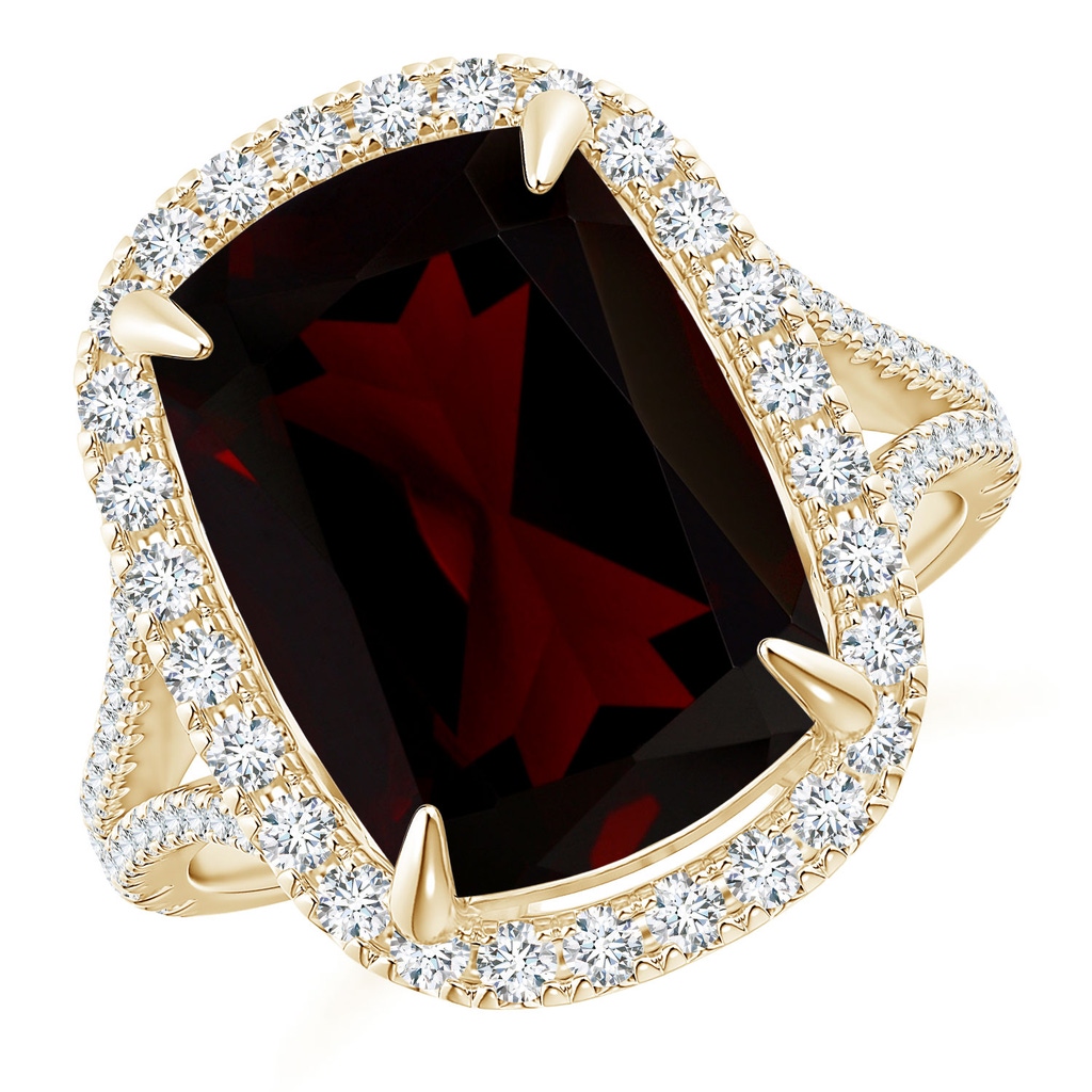 14.12x10.11x6.09mm AA GIA Certified Rectangular Cushion Garnet Ring in Yellow Gold