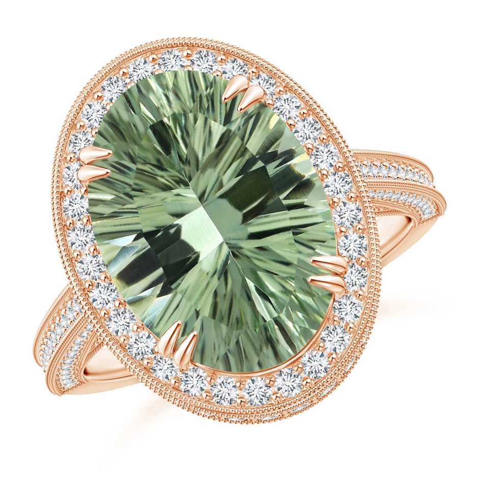 14.20x10.12x7.01mm AAAA GIA Certified Oval Green Amethyst Halo Ring with Milgrain in Rose Gold Side 199