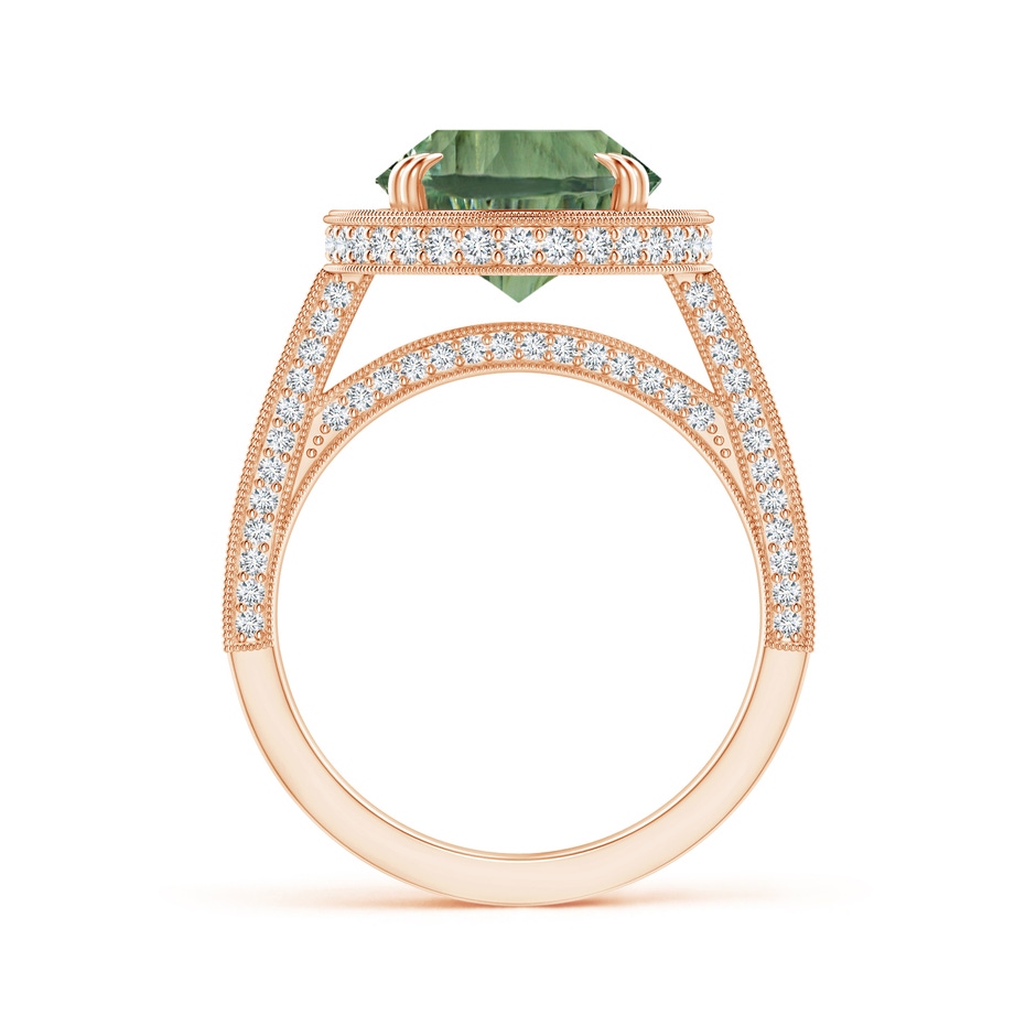 14.20x10.12x7.01mm AAAA GIA Certified Oval Green Amethyst Halo Ring with Milgrain in Rose Gold Side 399