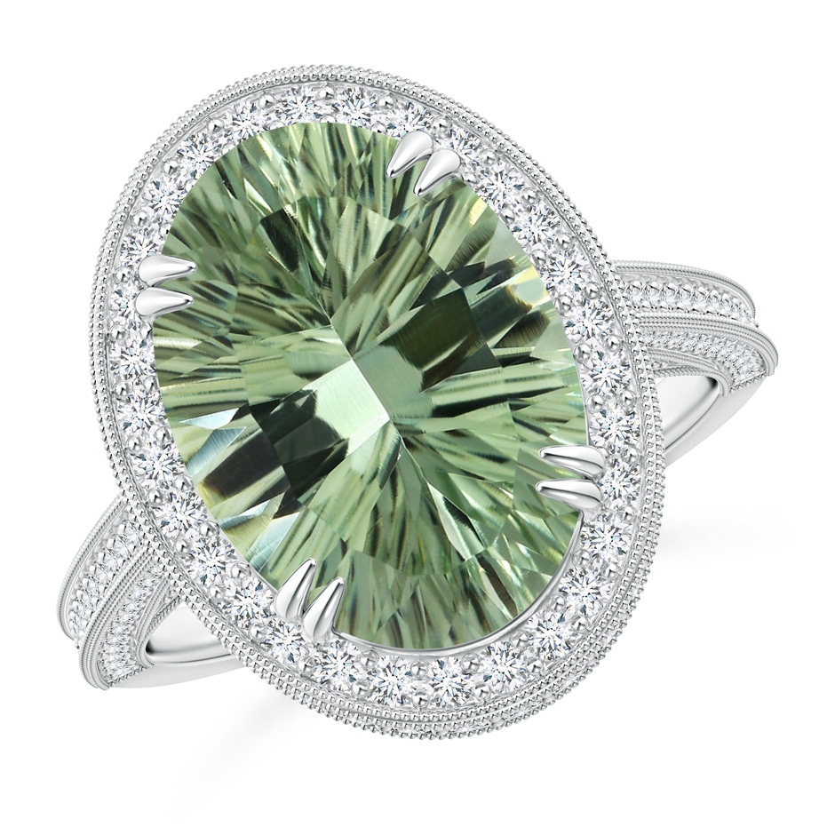 14.20x10.12x7.01mm AAAA GIA Certified Oval Green Amethyst Halo Ring with Milgrain in White Gold Side 199