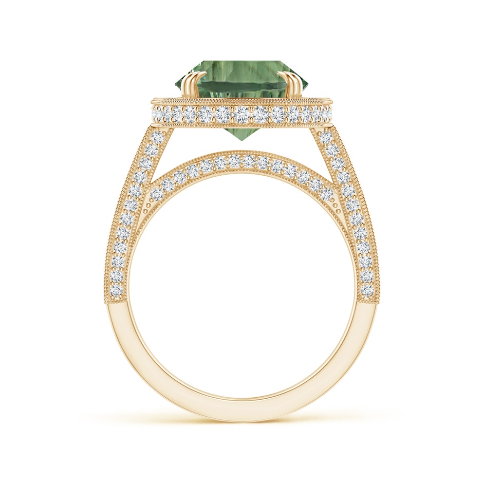 14.20x10.12x7.01mm AAAA GIA Certified Oval Green Amethyst Halo Ring with Milgrain in Yellow Gold Side 399